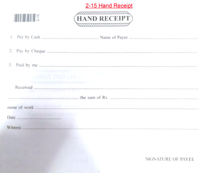 Hand Receipt