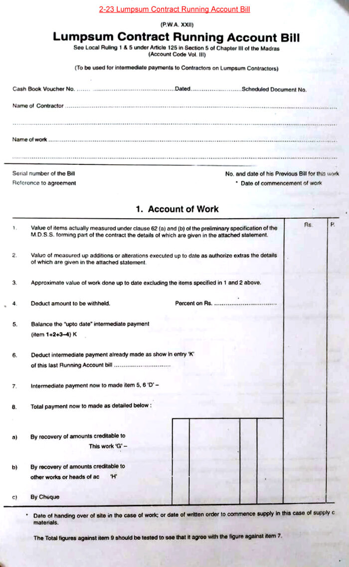 L.S. Running Account Bill