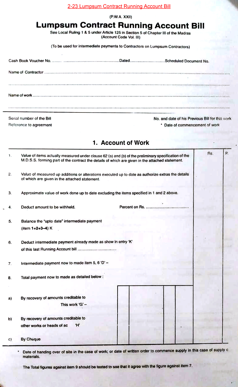 L.S. Running Account Bill